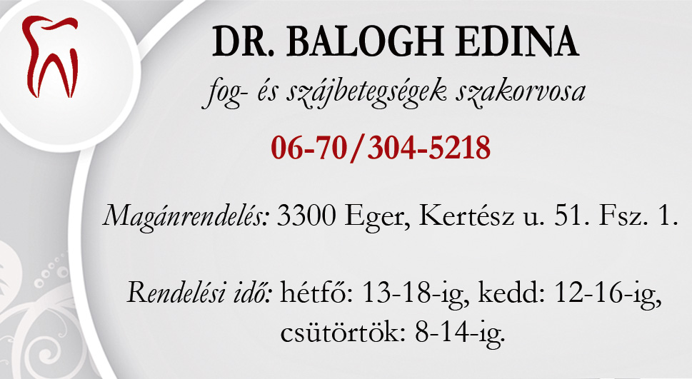 Fogászati magánrendelés Eger Dr. Balogh Edina